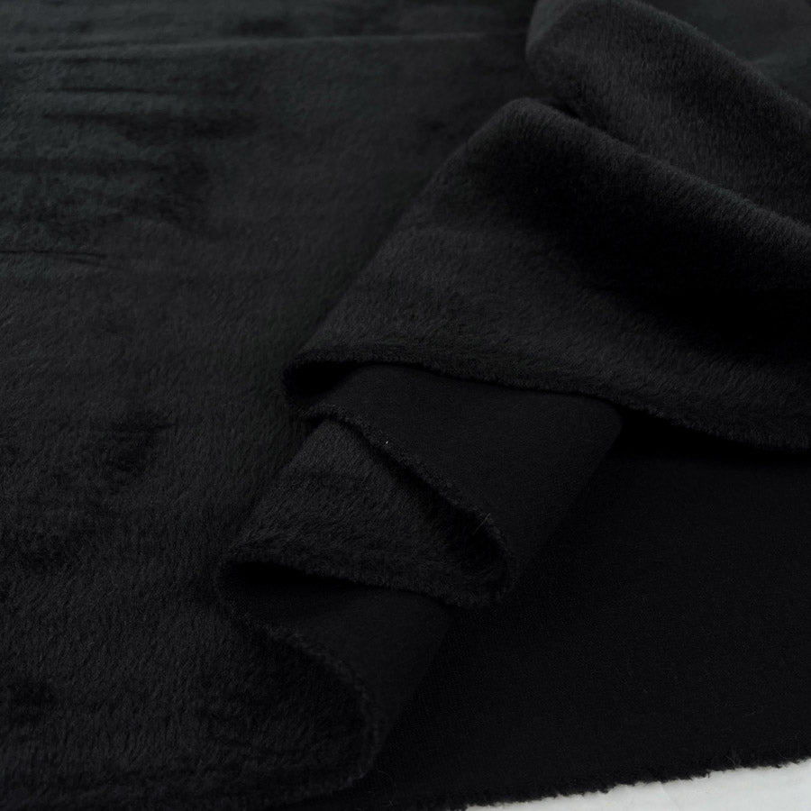 Alpen Fleece Black Polyester Cotton Sweatshirt Soft Fabric Fold