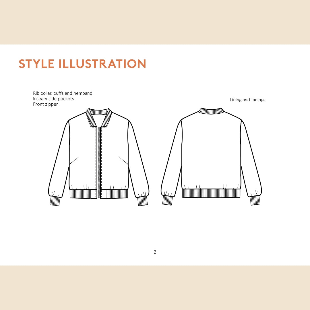 Amelia Bomber Jacket Pattern Wardrobe By Me Sketch