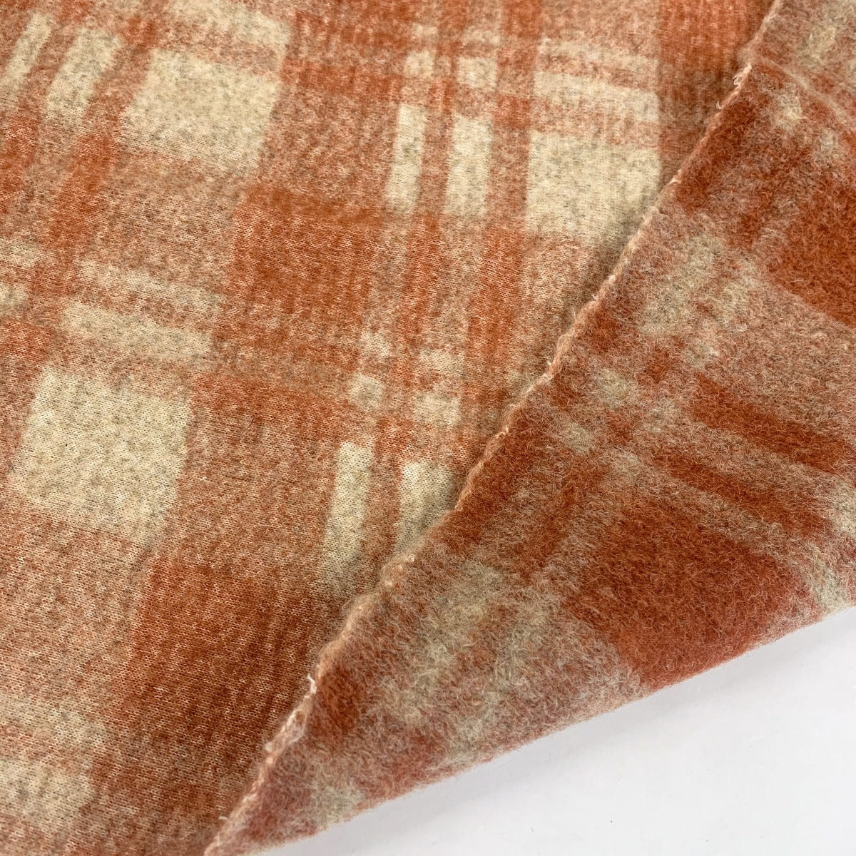 Amore Italian Rust Oatmeal Wool Check Coating Fold