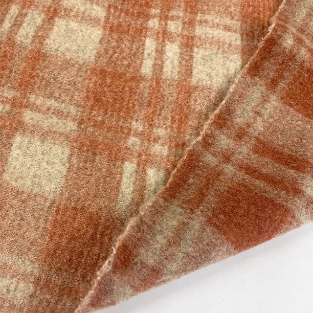 Amore Italian Rust Oatmeal Wool Check Coating Fold