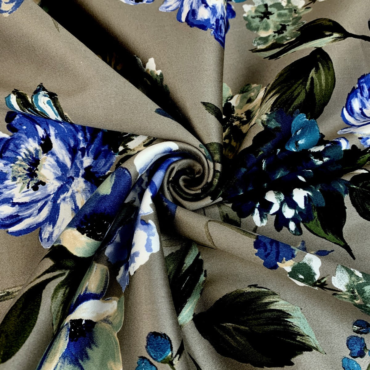 An Elegant Take Olive Autumn Floral Olive Stretch Cotton Trousering Fabric Drape Fabric Photo Custom