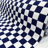 Apollo Royal Navy White Check Gingham Polyester Cotton Shirting Fabric Roll