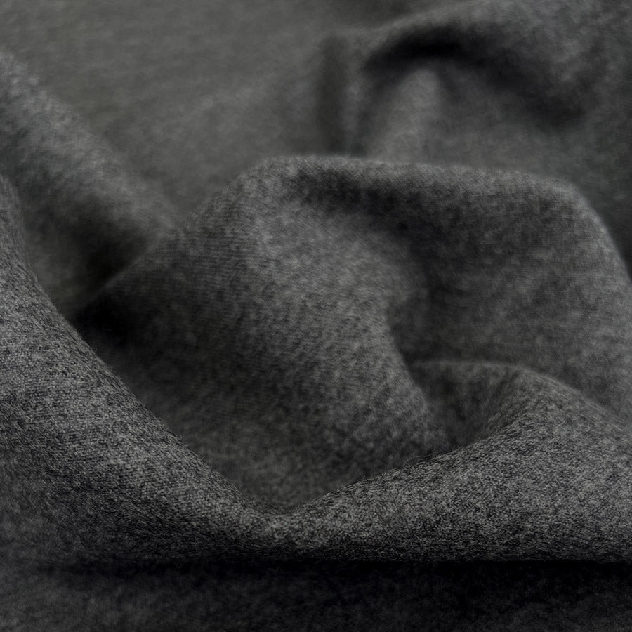 Aspen Charcoal Grey Wool Suiting Soft Flannel Woven Fabric