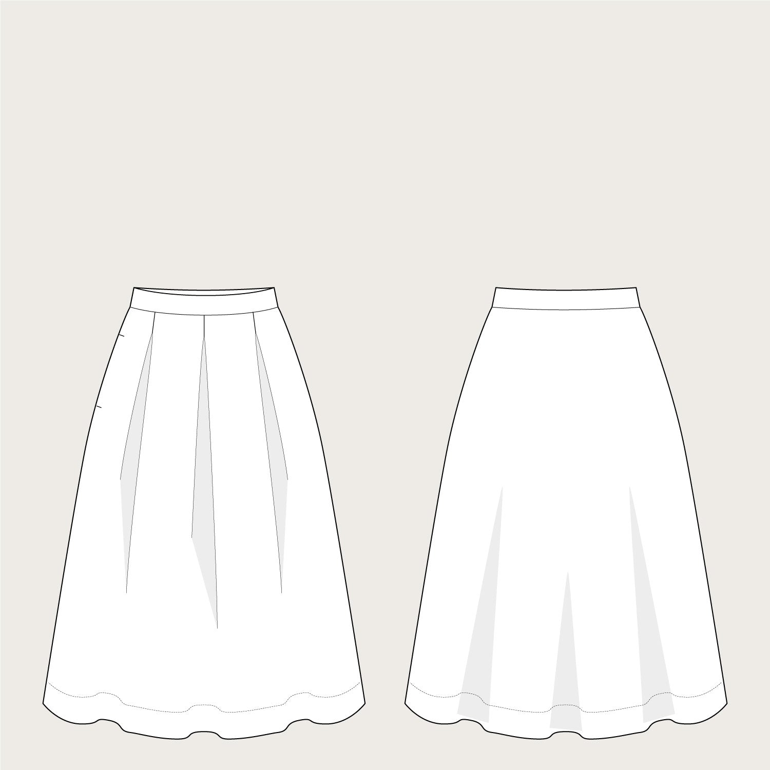 Assembly Line Three Pleat Skirt Sketch