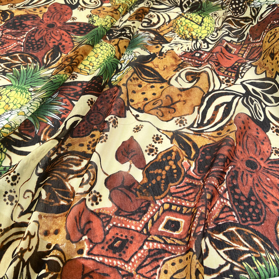 Atelier Safari Rust Silk Cotton Abstract Print Ex Designer Italian Dress Fabric
