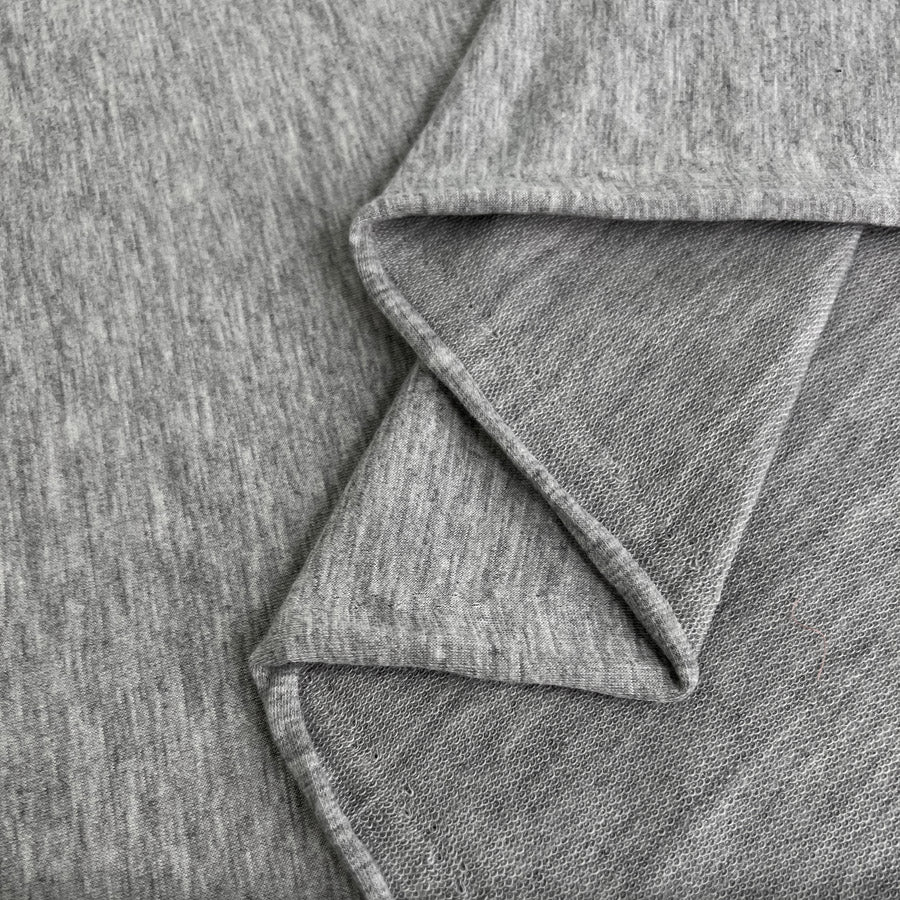 Athleisure Grey French Terry Looped Back Fine Knitted Polyester Jersey Fabric Fold