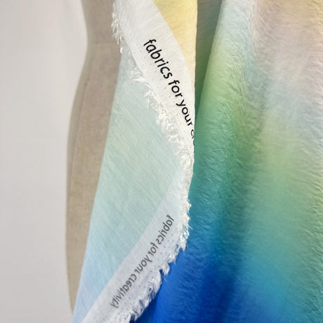 Aurora Viscose Nylon Ombre Tie Dye Blue Yellow Green Woven Dress Fabric Fold C73B0168 8A11 472E A430 Ea667C14F103