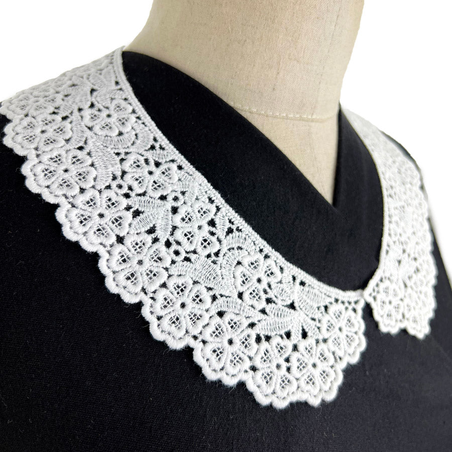 Austrian Cotton Embroidered Collar Rosie White Side