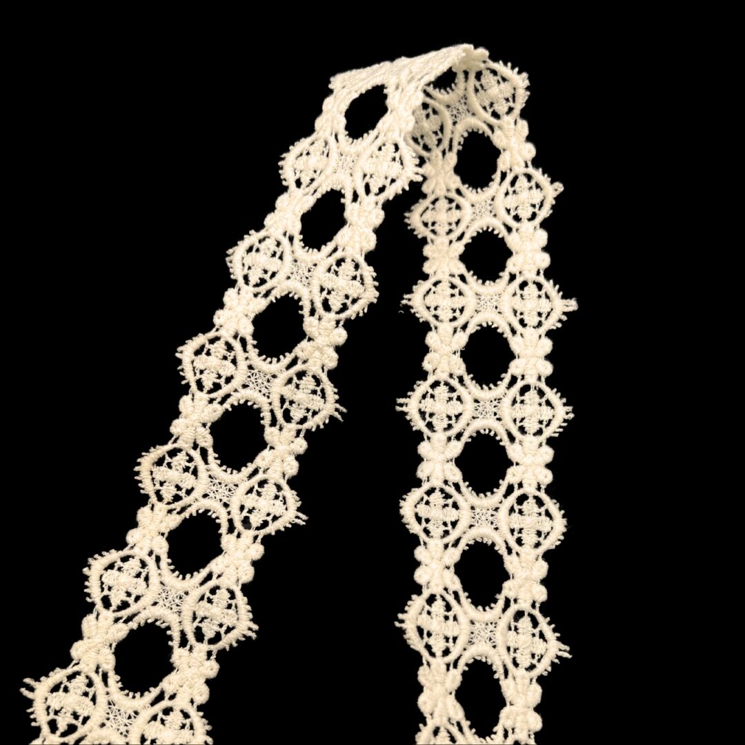 Austrian Cotton Guipure Lace Trim Cream Opal 45mm Wide Fold