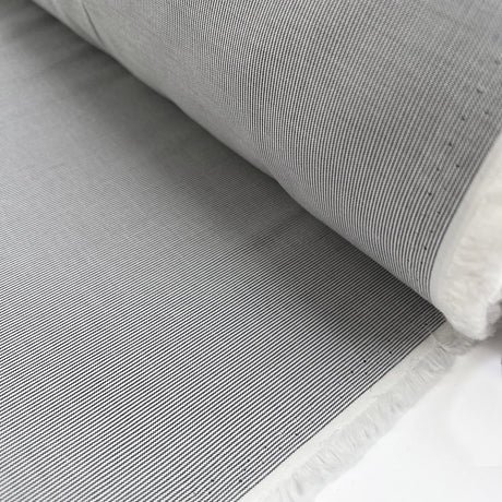 Azienda Stripe Cotton Italian Black White Shirting Fabric Roll