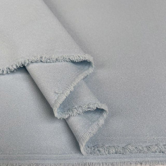 Azure Mist Blue Polyester Elastane Marocain Stretch Crepe Dress Fabric Fold