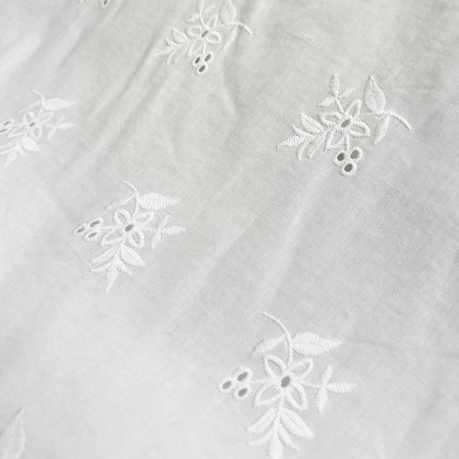 Ba Addison Cotton Embroidered Broderie Anglaise Floral White Dress Fabric