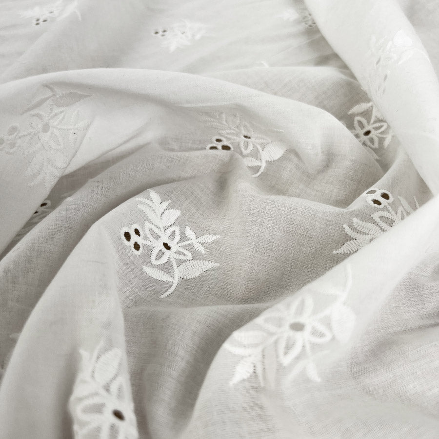 Ba Addison Cotton Embroidered Broderie Anglaise Floral White Dress Fabric