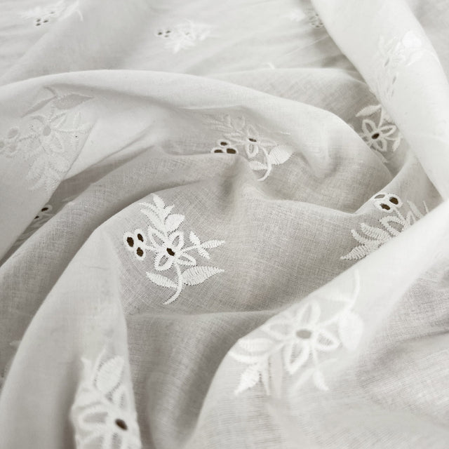Ba Addison Cotton Embroidered Broderie Anglaise Floral White Dress Fabric