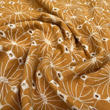 Ba Broderie Anglaise Floral Double Gauze Mustard Yellow Cotton Embroidered Dress Fabric