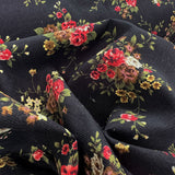 Baby Driver Grandmothers Bouquet Black Cotton Corduroy Fabric