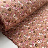 Baby Driver Groovy Floral Salmon Pink Cotton Needlecord Fabric Roll