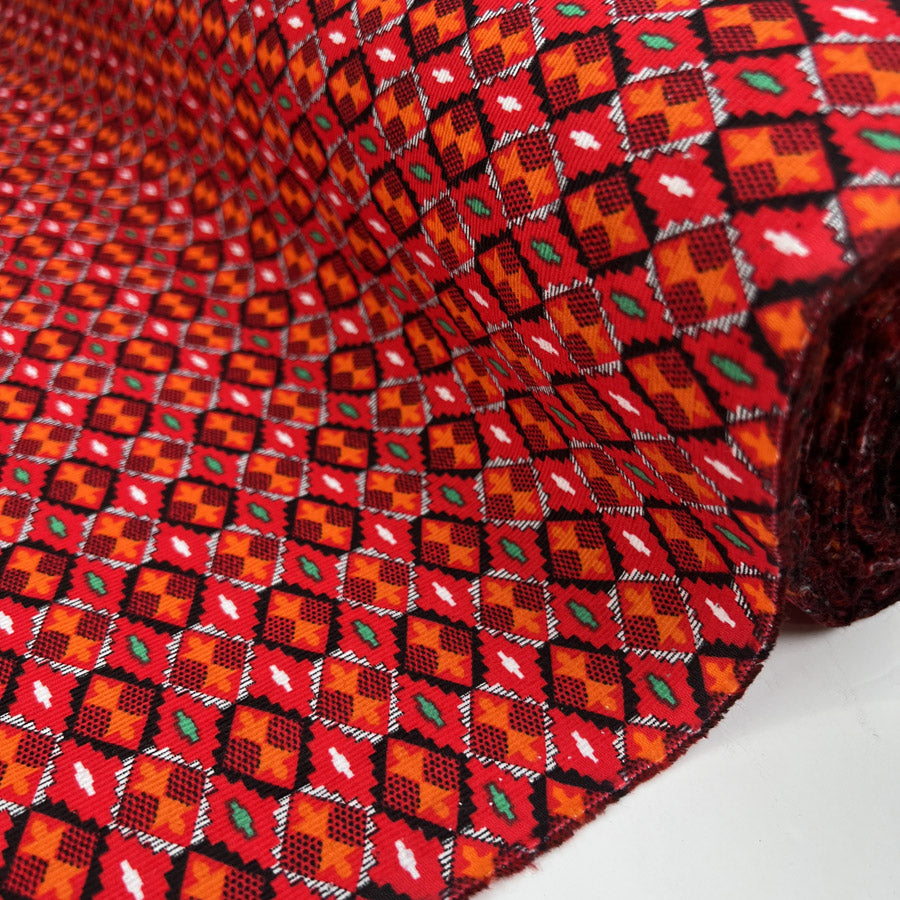Baby Driver Prism Cotton Needlecord Red Orange Abstract Corduroy Dress Fabric Roll