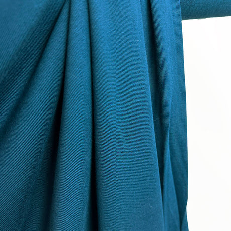 Bamboo Elastane Jersey Dress Fabric Teal Hang