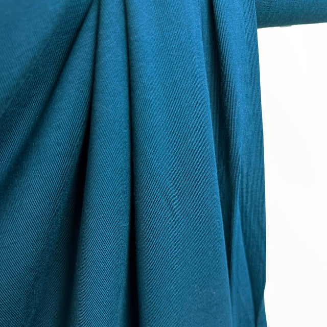 Bamboo Elastane Jersey Dress Fabric Teal Hang