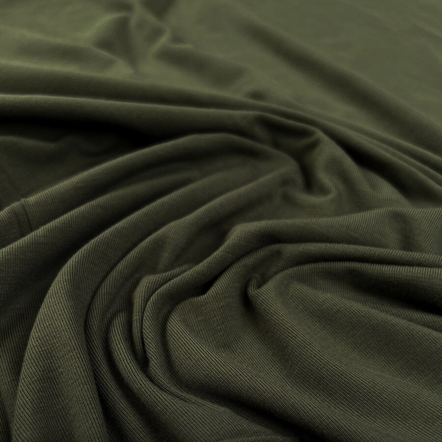 Bamboo Jersey Army Green Elastane Plain Knitted Tshirt Fabric