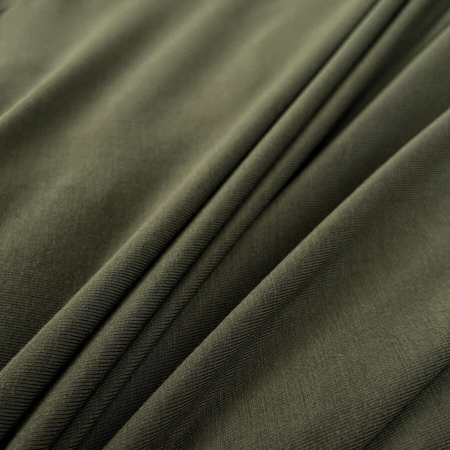 Bamboo Jersey Army Green Elastane Plain Knitted Tshirt Fabric Cu1