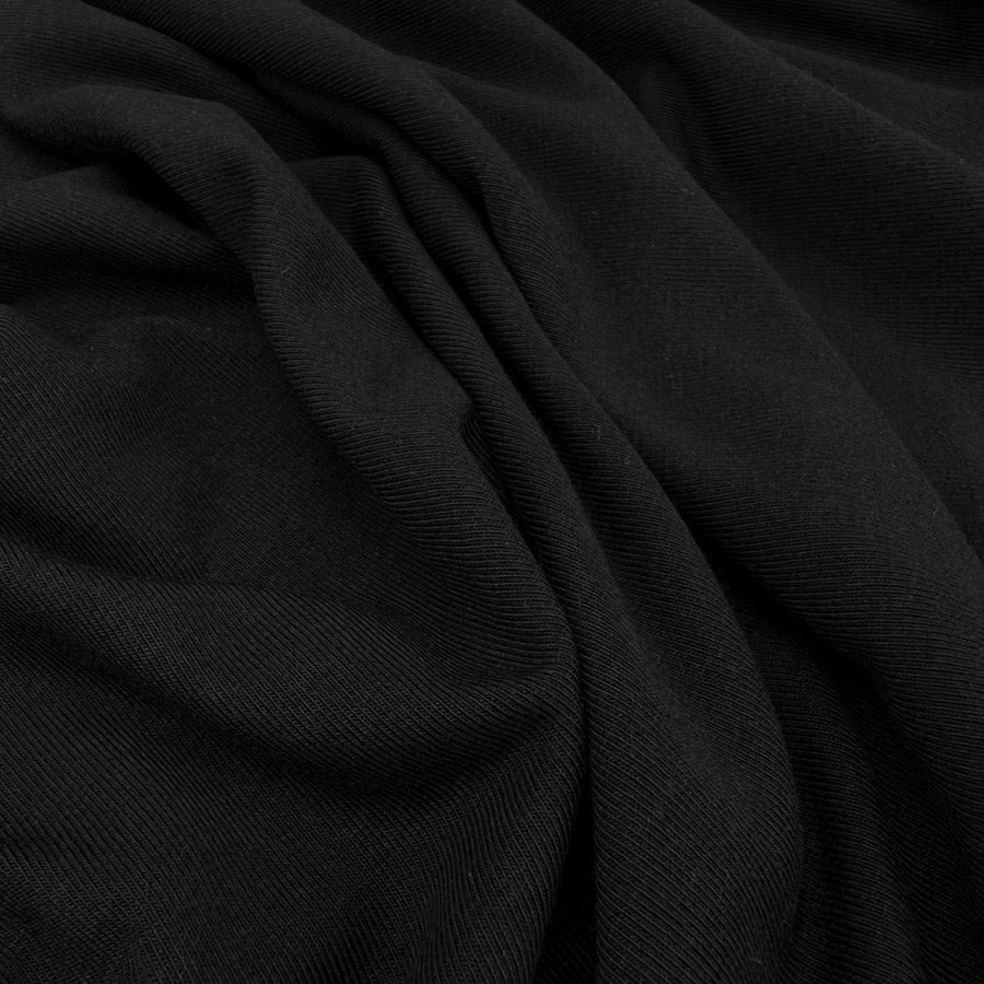 Bamboo Jersey Black Knitted Elastane Stretch Plain Dress Fabric