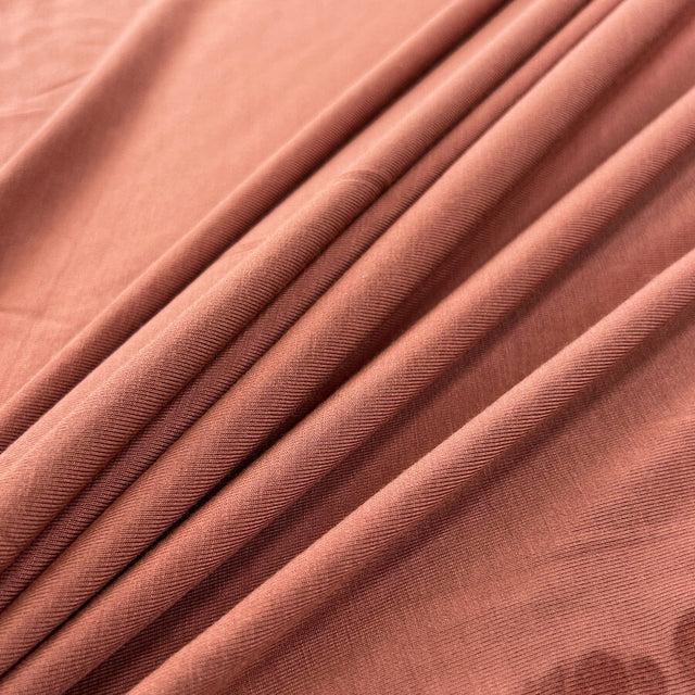 Bamboo Jersey Dusty Terracotta Elastane Plain Knitted Tshirt Fabric Cu1