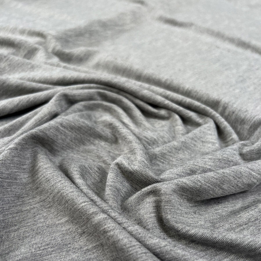 Bamboo Jersey Grey Elastane Plain Knitted Tshirt Fabric
