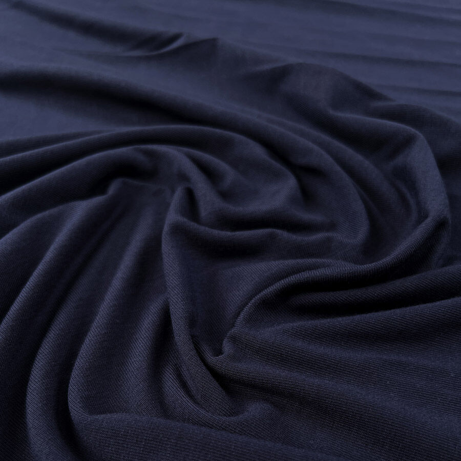 Bamboo Jersey Navy Blue Elastane Plain Knitted Tshirt Fabric