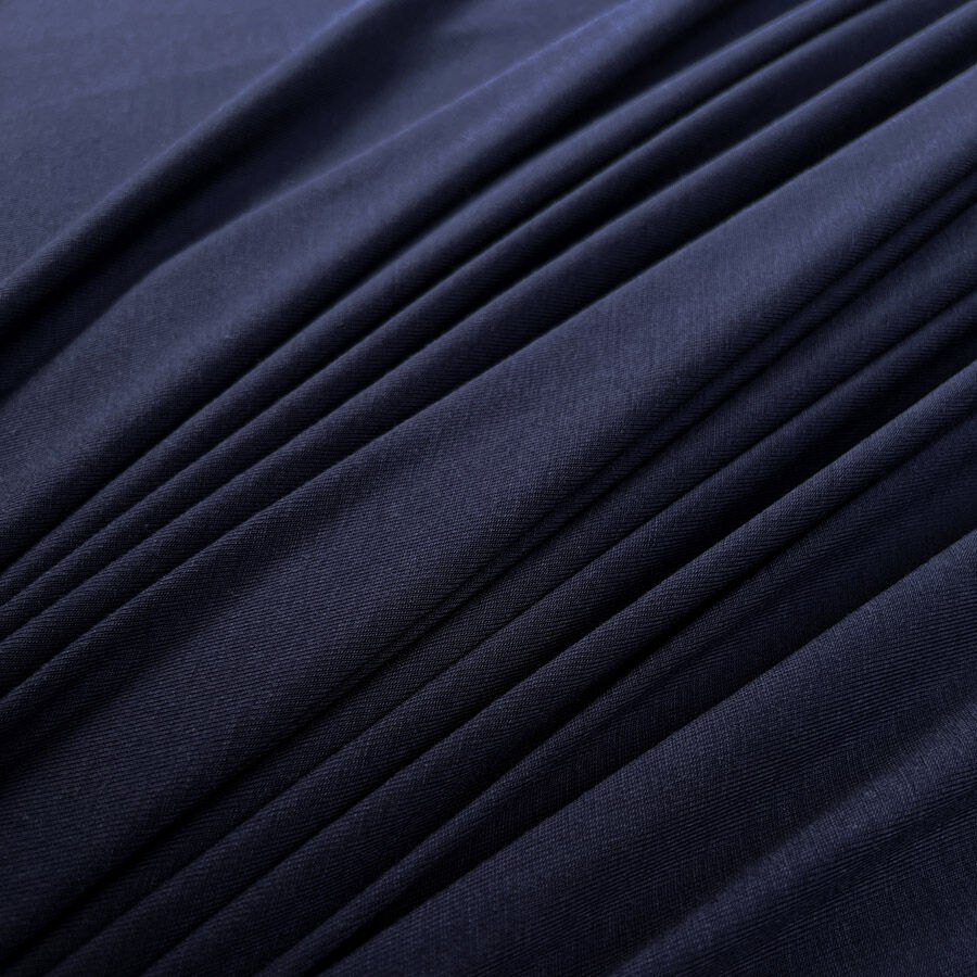 Bamboo Jersey Navy Blue Elastane Plain Knitted Tshirt Fabric Cu1