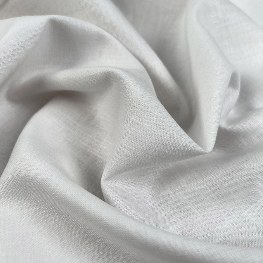 Bamboo Linen Shirting White Woven Plain Indian Dress Fabric