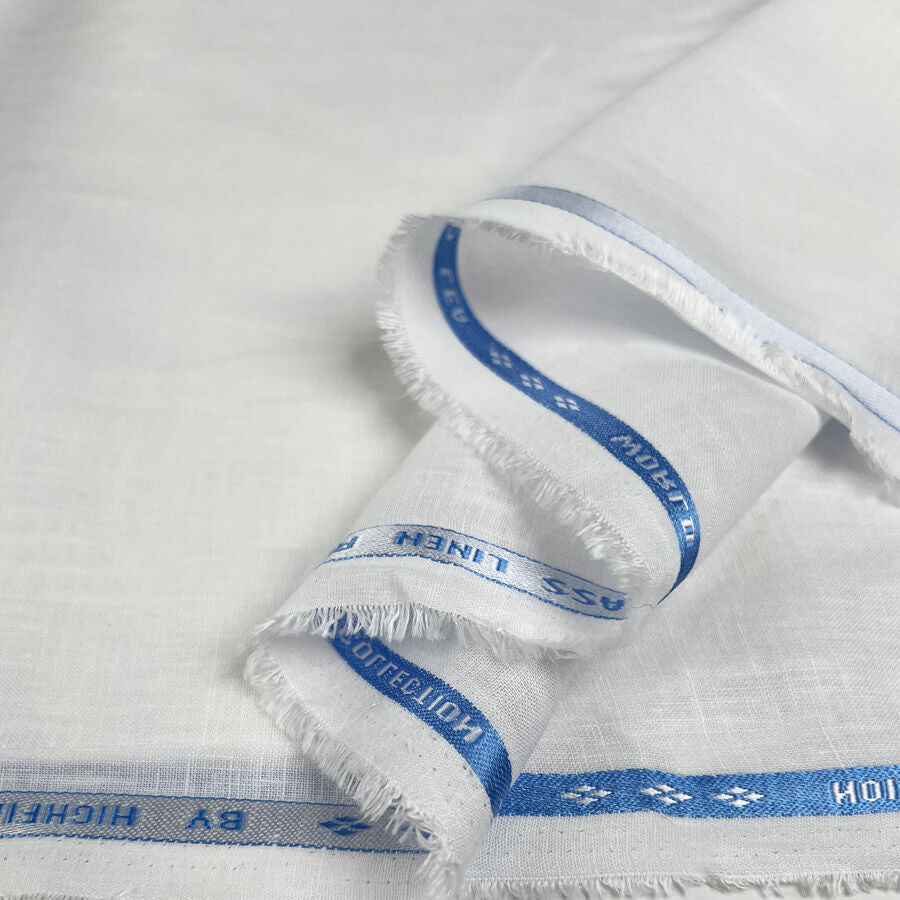 Bamboo Linen Shirting White Woven Plain Indian Dress Fabric Fold