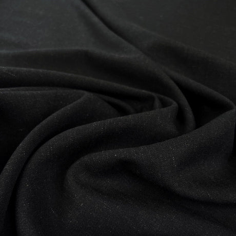 Bamboo Linen Tweed Black Plain Suiting Fabric