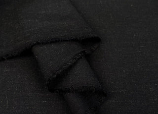 Bamboo Linen Tweed Black Plain Suiting Fabric Fold