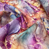 Bamboo Silk Aurora Marble Pink Purple Lightweight Dress Fabric