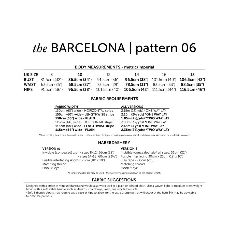 Barcelona Dress Pattern Maven Backcover