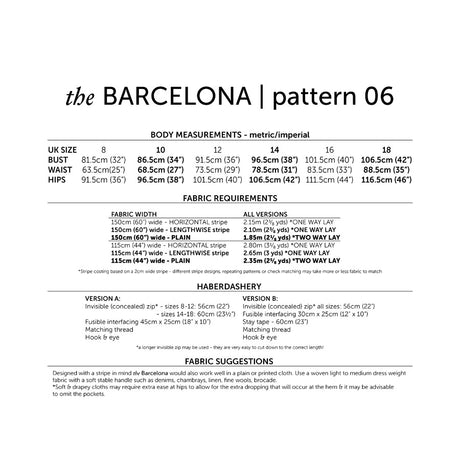 Barcelona Dress Pattern Maven Backcover