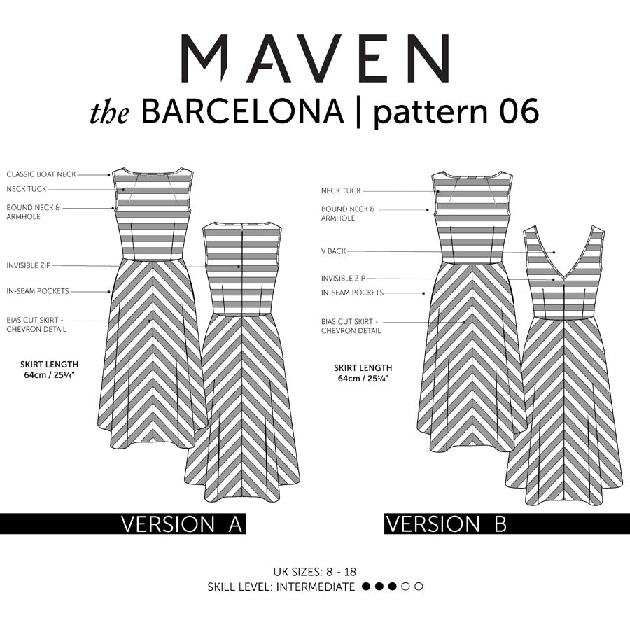 Barcelona Dress Pattern Maven Sketch