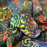 Batik Fabric Swirl Green D Crinkle