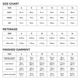 Bella Dress Size Chart