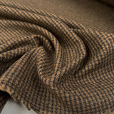 Bertie Wool Brown Check Italian Black Houndstooth Coating Suiting Fabric