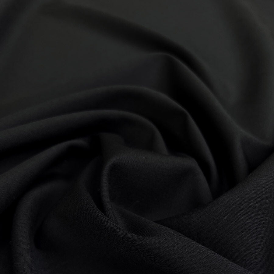 Betner Like British Black Wool Elastane Stretch Woven Suiting Fabric