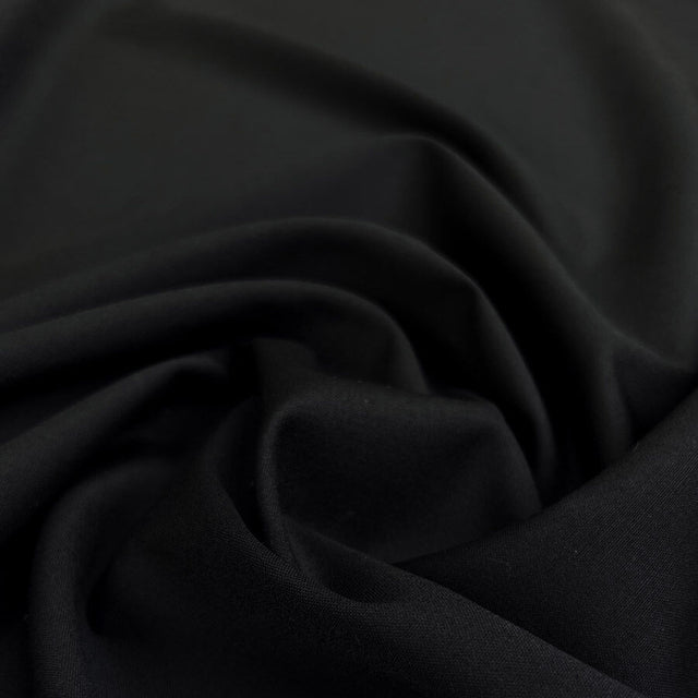 Betner Like British Black Wool Elastane Stretch Woven Suiting Fabric
