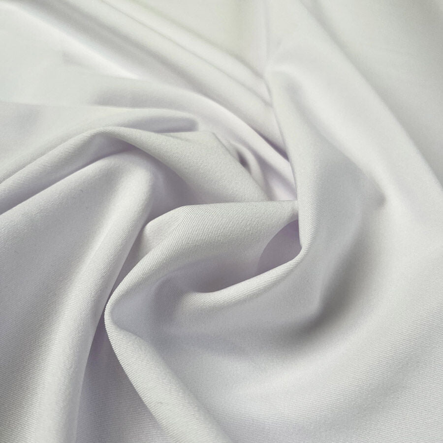 Bi Stretch Twill White Polyester Spandex Dress Fabric