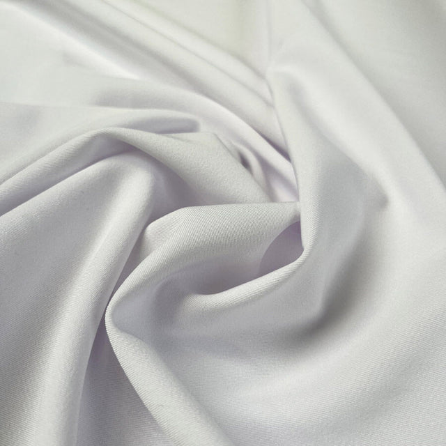 Bi Stretch Twill White Polyester Spandex Dress Fabric