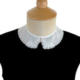 Biased Edge Vintage Embroidered Cotton Collar Ash