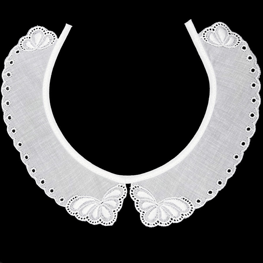 Biased Edge Vintage Embroidered Cotton Collar Ash Full