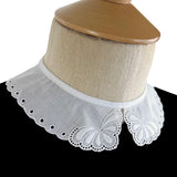 Biased Edge Vintage Embroidered Cotton Collar Ash Side