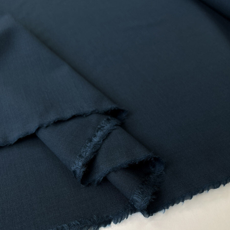 Biella Wool Petrol Blue Suiting Ex Designer Italian Fabric Fold